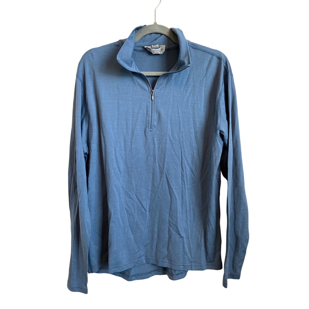 Smartwool Mens Blue 100% Merino Wool Quarter Zip Pullover Sweater M-LG